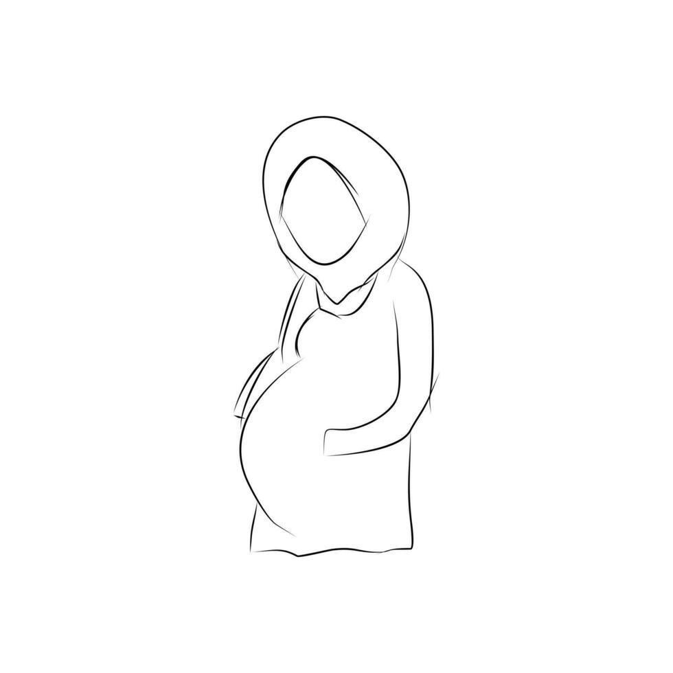 illustrazione e linea arte di incinta donne vettore