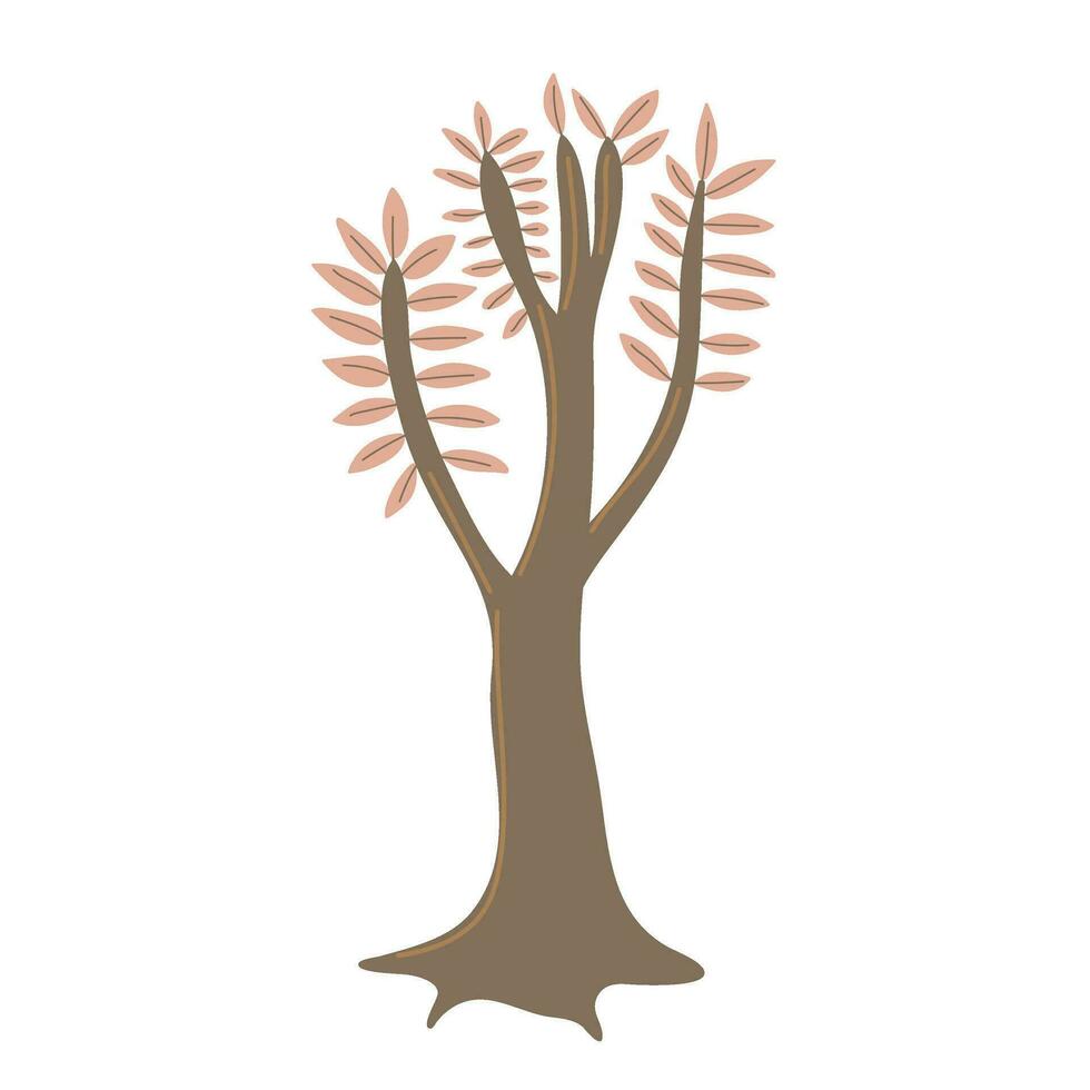 semplice albero con le foglie. mano disegnato stilizzato elemento per autunno decorativo disegno, Halloween invito, raccogliere o ringraziamento vettore