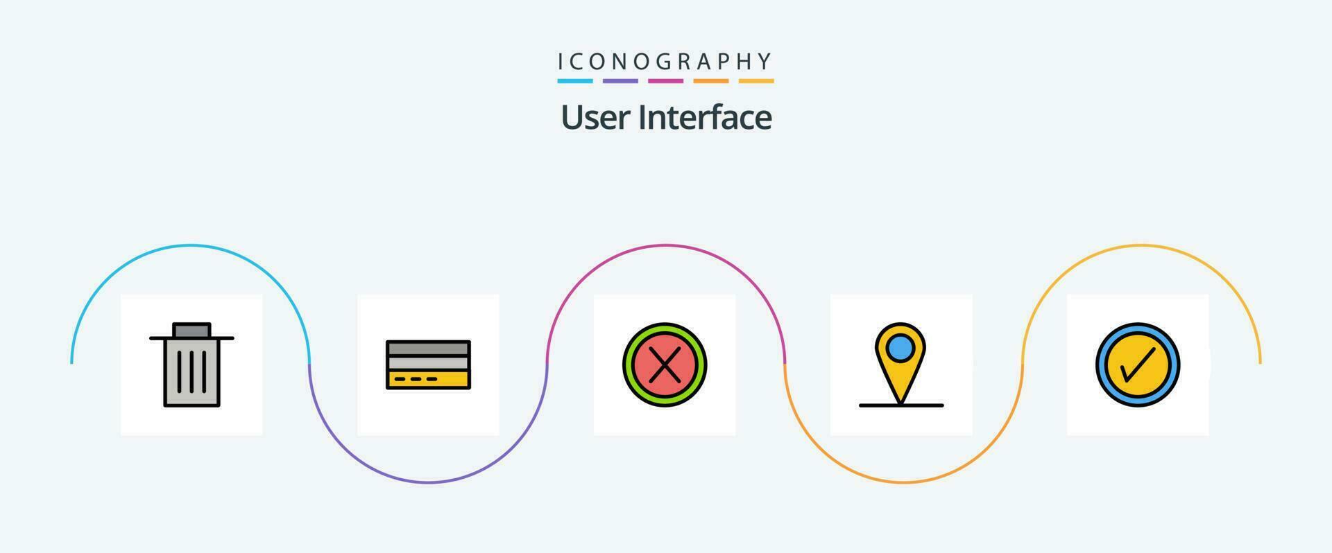 utente interfaccia linea pieno piatto 5 icona imballare Compreso interfaccia. Posizione. interfaccia. utente. interfaccia vettore