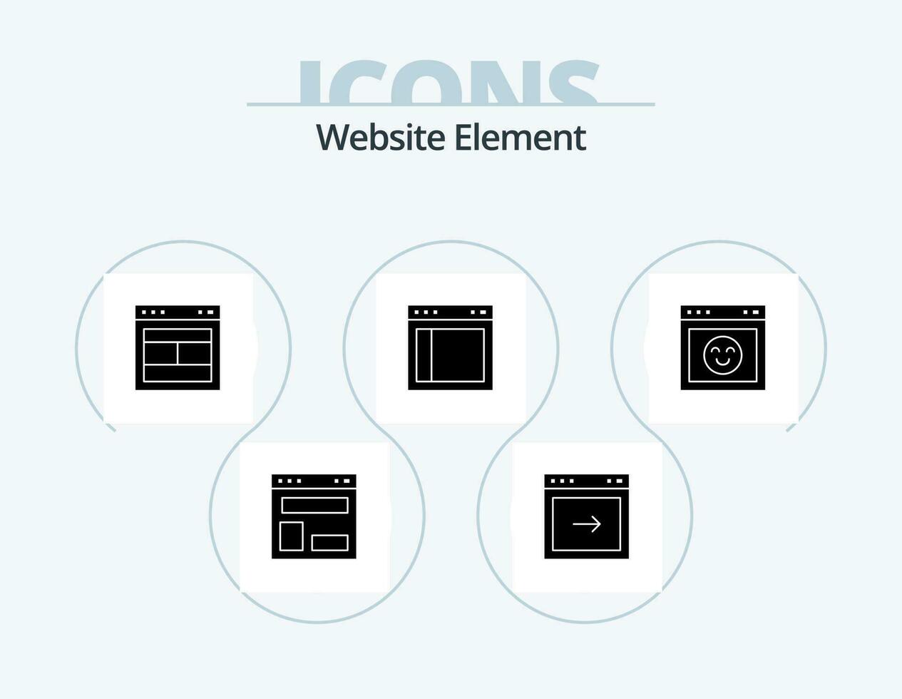 sito web elemento glifo icona imballare 5 icona design. testo. interfaccia. sito web. dividere. ragnatela vettore