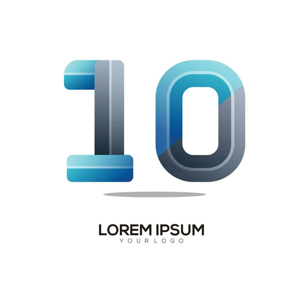 numero 10 logo colorato pendenza vettore