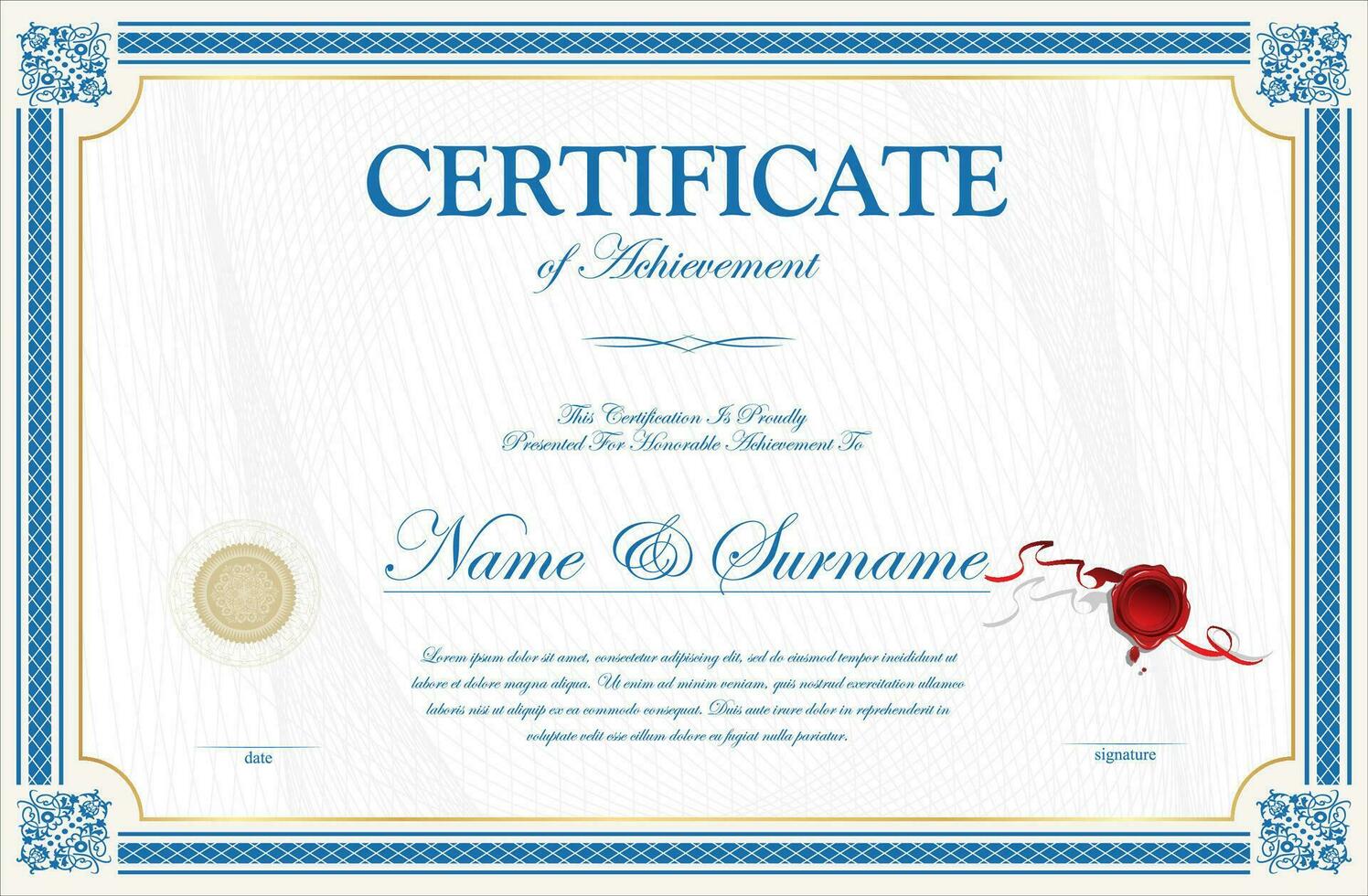 certificato o diploma illustrazione vettoriale modello di design retrò