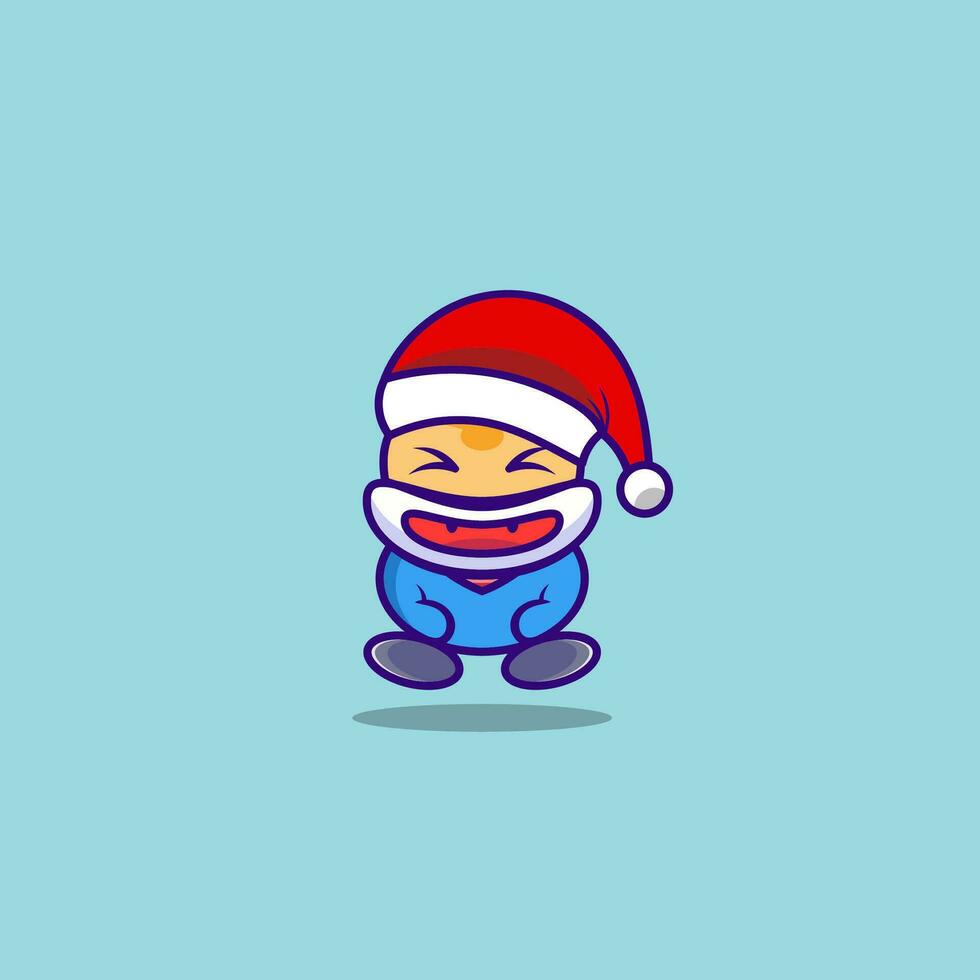 carino ragazzo Natale cappello personaggio logo design vettore arte