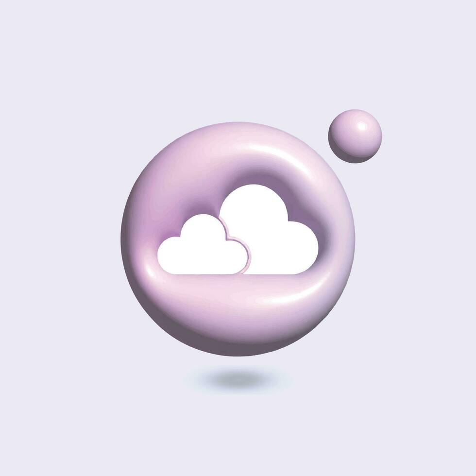 nube icona con nel cerchio luminosa pastello colore nel 3d stile realistico vettore arte