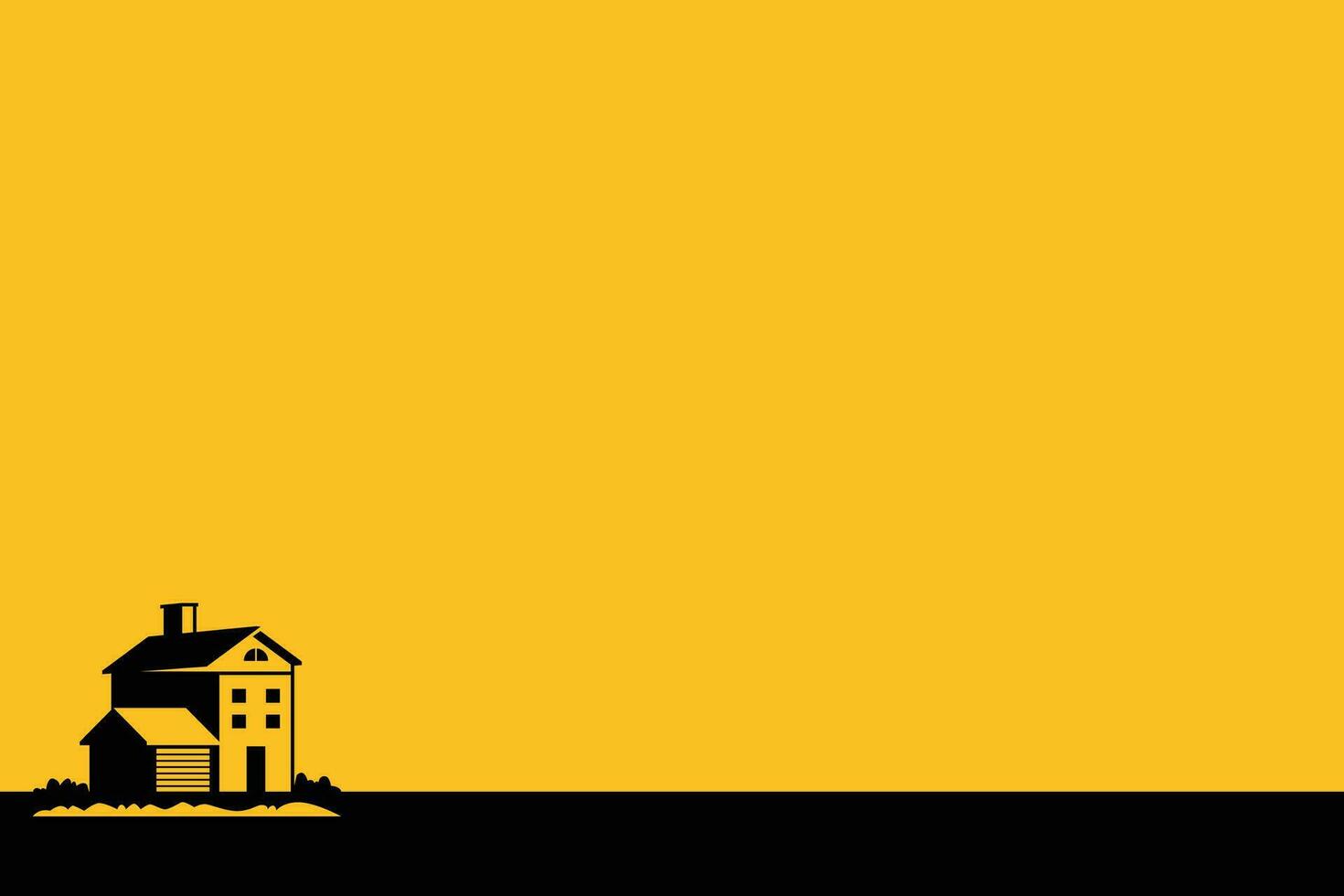 silhouette di un' Casa contro un' giallo cielo sfondo con un' silenzioso e calma atmosfera vettore