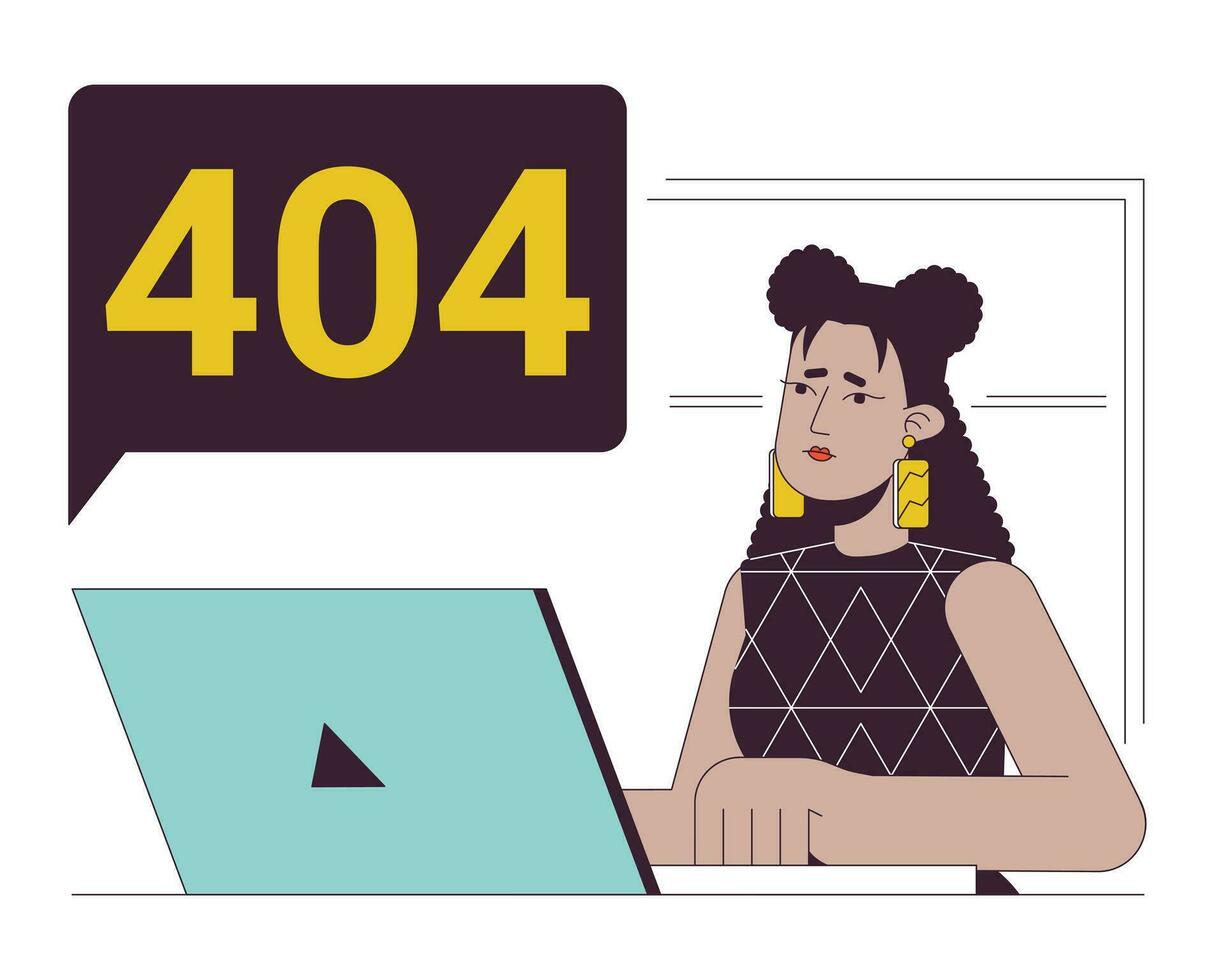 tecnico fallimento per a distanza lavoratore errore 404 veloce Messaggio. vuoto stato ui design. Tech problema su il computer portatile. pagina non trovato apparire cartone animato Immagine. vettore piatto illustrazione concetto su bianca sfondo