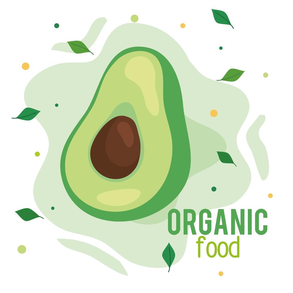 banner di cibo biologico, avocado fresco e sano, concetto di cibo sano vettore