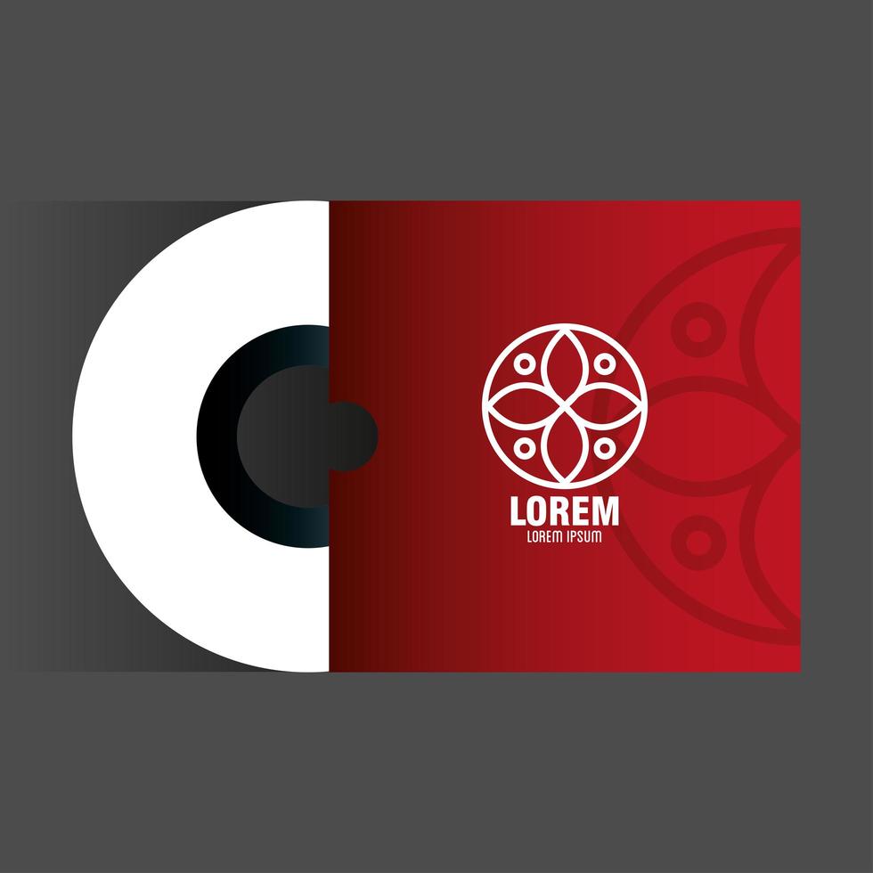 mockup del marchio di identità aziendale, mockup di cd rosso con segno bianco vettore