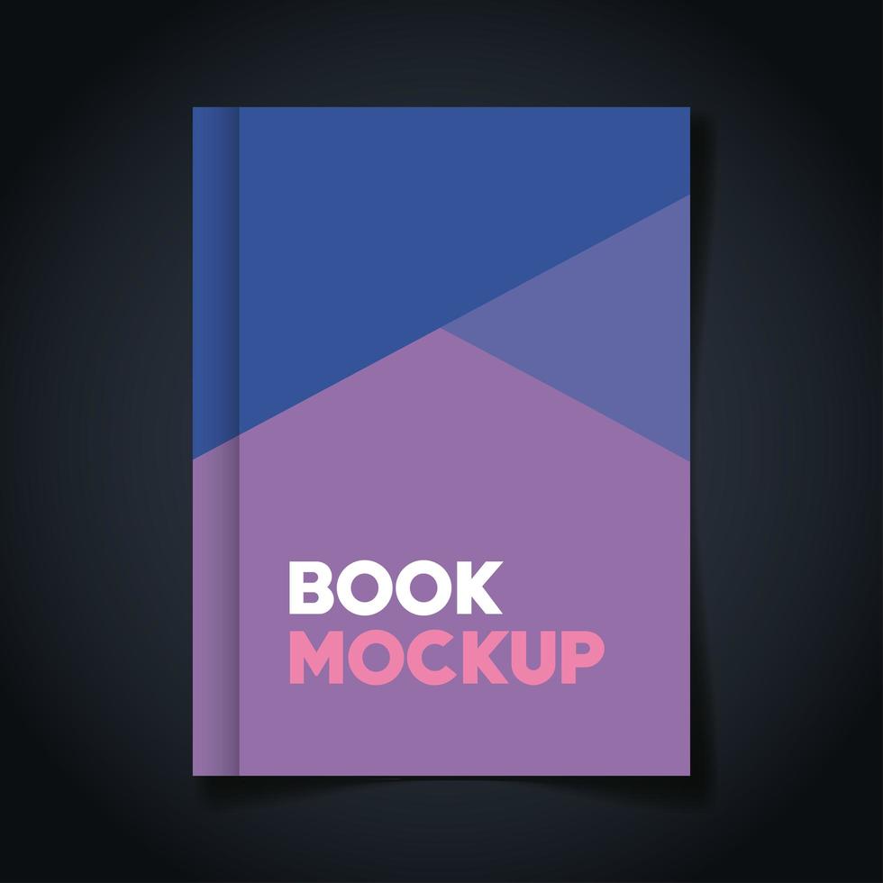 mockup del marchio di identità aziendale, mockup con libro di copertina colore viola e blu vettore