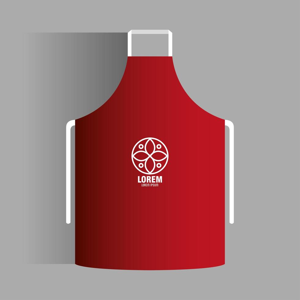 mockup del marchio di identità aziendale, mockup di grembiule rosso con segno bianco vettore