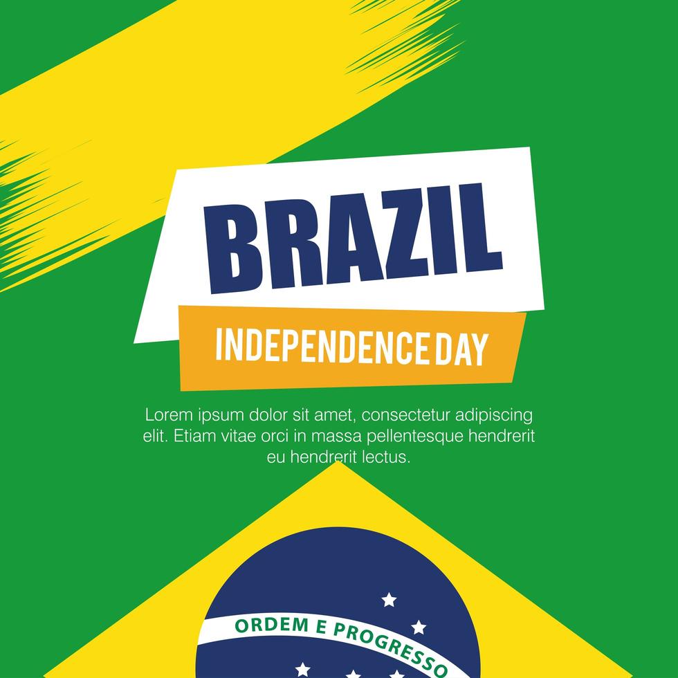 striscione della celebrazione dell'indipendenza del Brasile, con decorazione dell'emblema della bandiera delle icone vettore