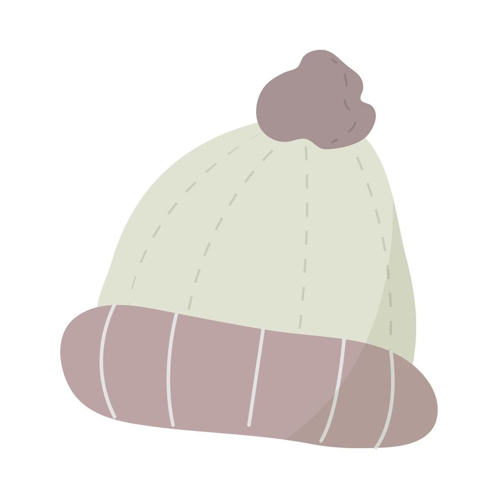 caldo cappello invernale con decorazione pom pom stile cartone animato vettore