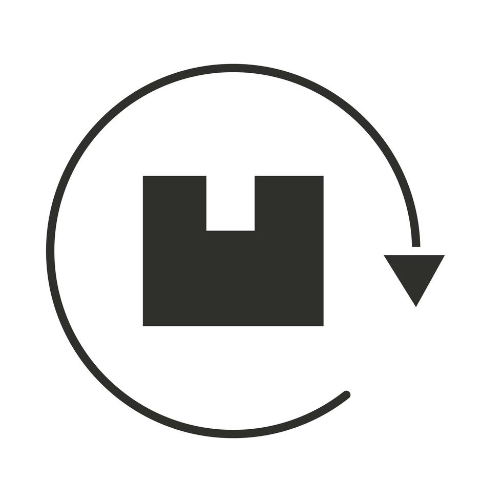 icona della sagoma del pacchetto di restituzione della consegna vettore