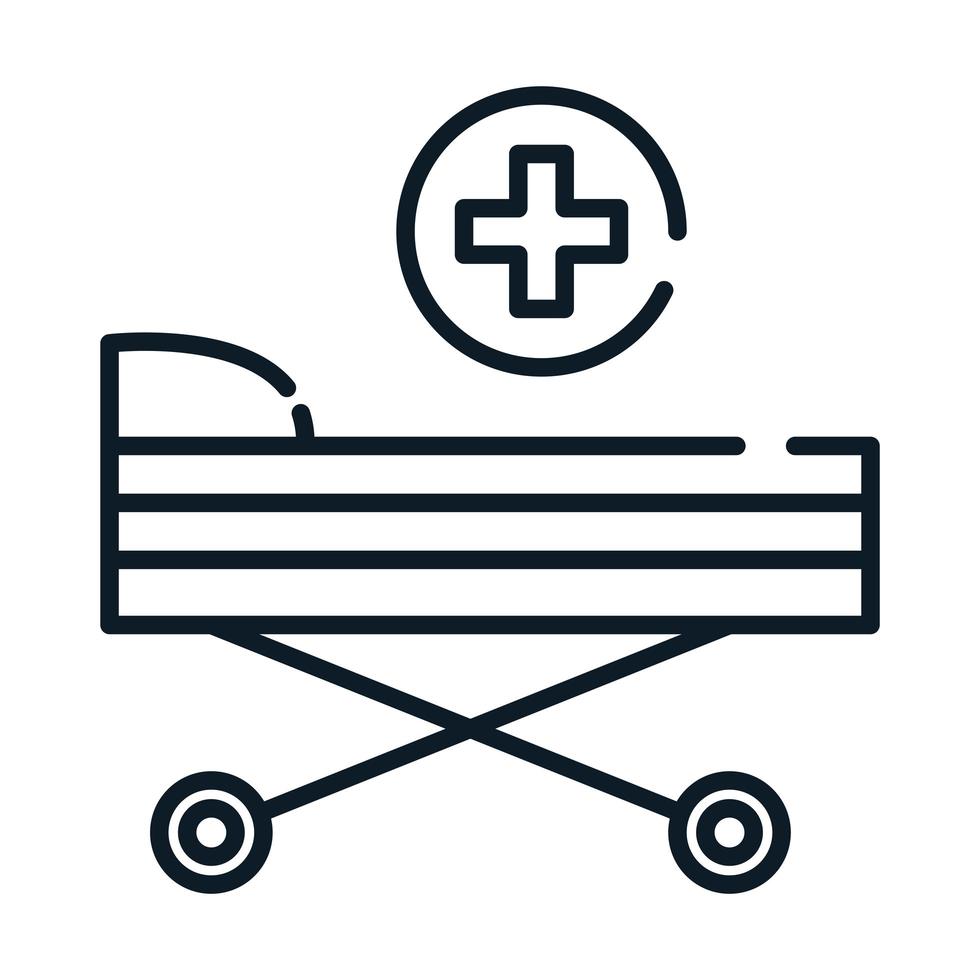 icona della linea di attrezzature per barelle mediche sanitarie vettore