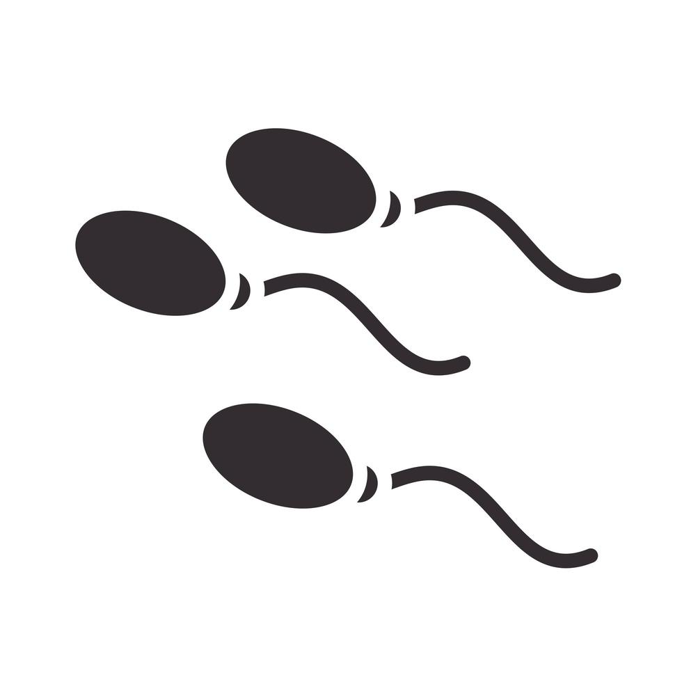stile dell'icona della siluetta dell'elemento di scienza dello sperma di biologia vettore