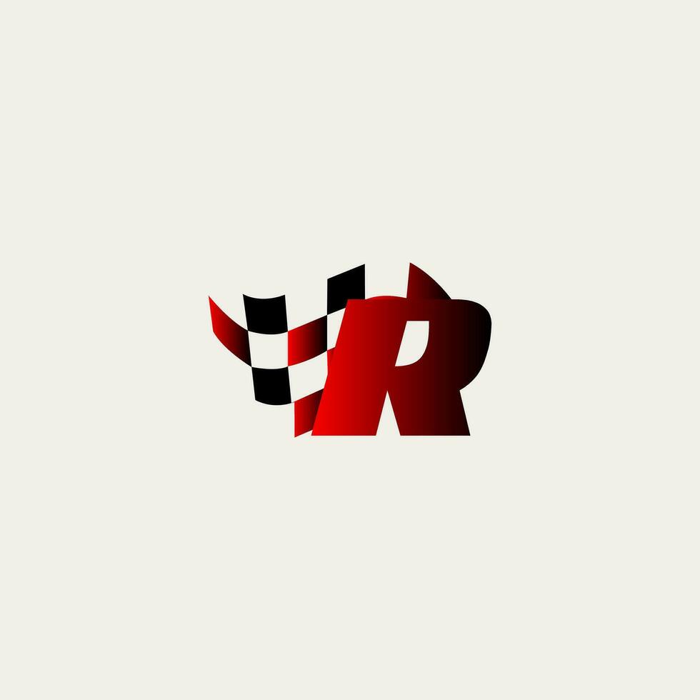 lettera r bandiera da corsa design vettore