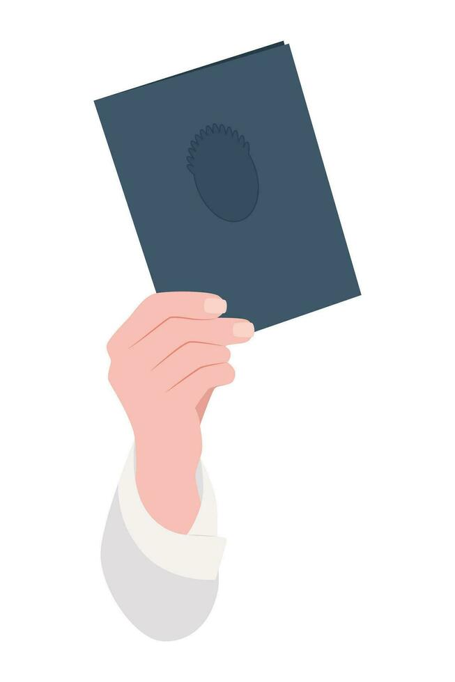documento di formazione scolastica nel mano. vettore illustrazione isolato su bianca sfondo. diploma o passaporto.