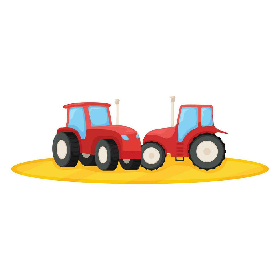 concetto agricoltura trattore raccogliere Ritaglia grano icona, moderno azienda agricola agrimotor tecnica cartone animato vettore illustrazione, isolato su bianca.