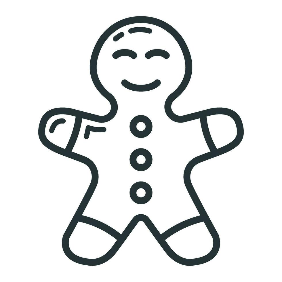 concetto contento nuovo anno, allegro Natale Pan di zenzero uomo icona, schema natale etichetta vacanza inverno tempo piatto vettore illustrazione, isolato su bianca.