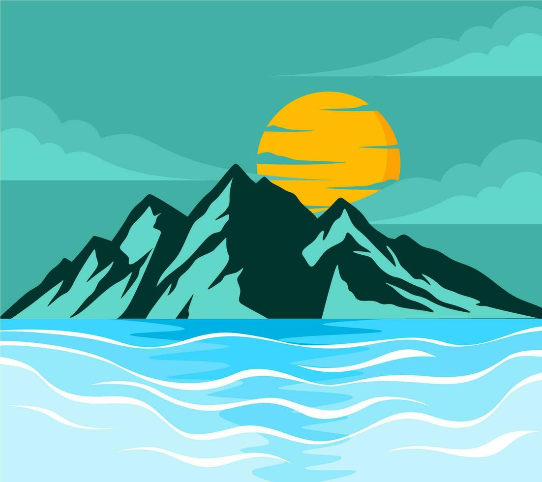 montagna di il mare estate sfondo illustrazione vettore