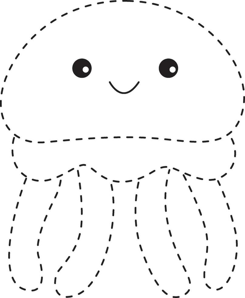 polpo tratteggiata linea pratica disegno cartone animato scarabocchio kawaii anime colorazione pagina carino illustrazione disegno clip arte personaggio chibi manga comico vettore