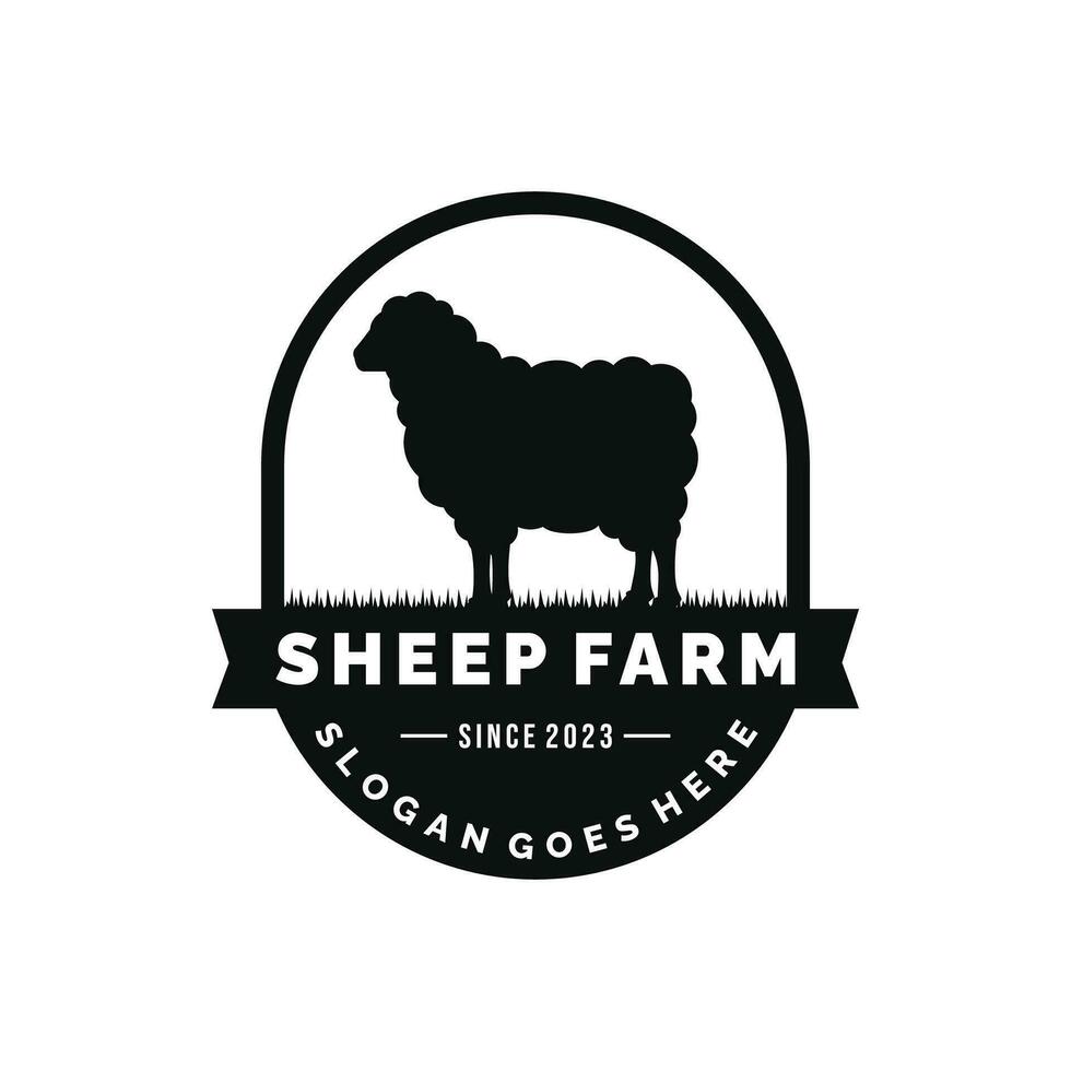 pecora azienda agricola logo design vettore. bestiame logo vettore