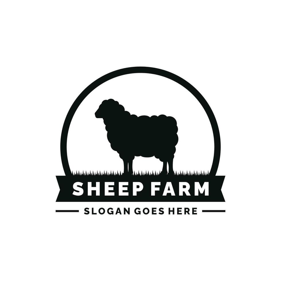 pecora azienda agricola logo design vettore. bestiame logo vettore