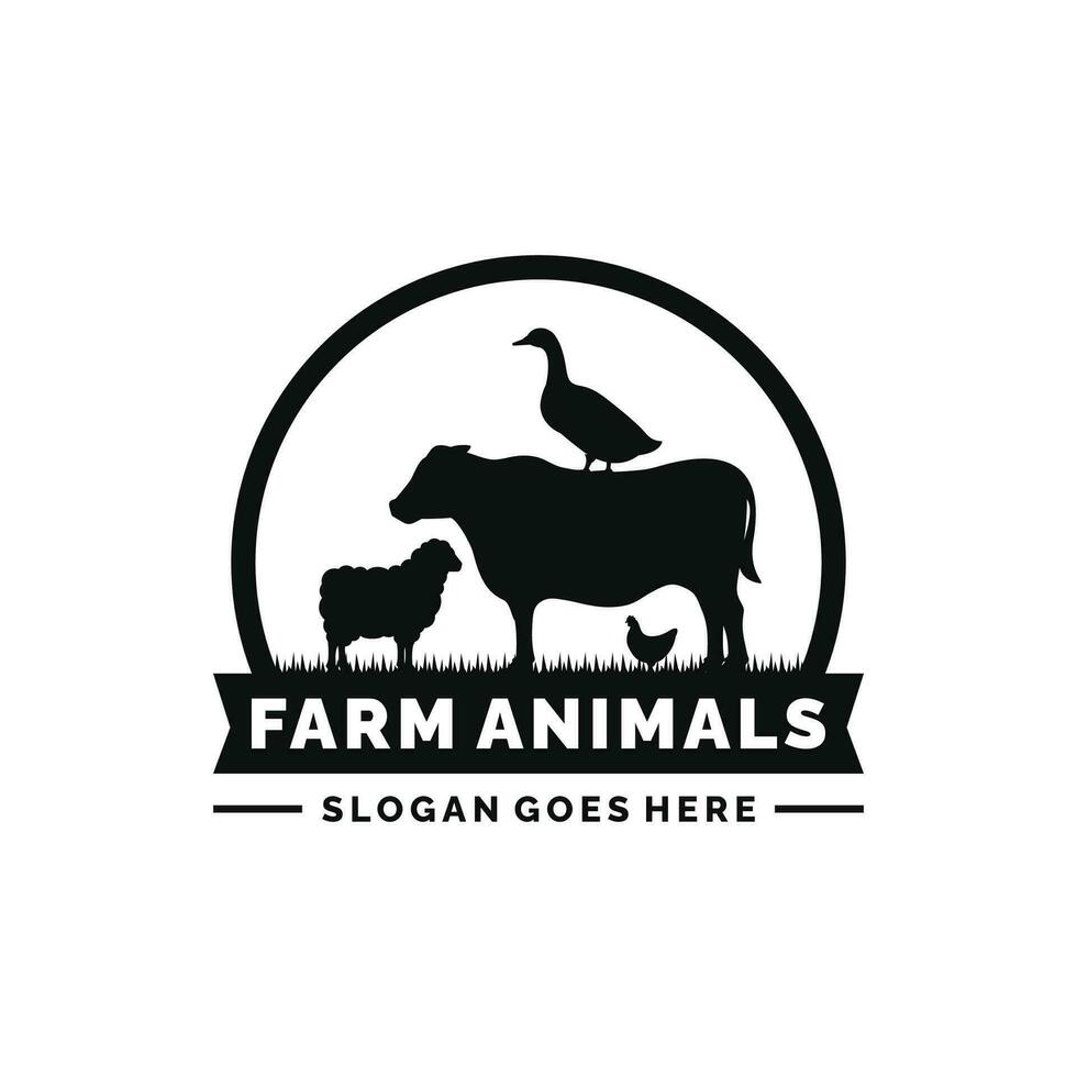 azienda agricola animali logo design vettore. bestiame logo vettore