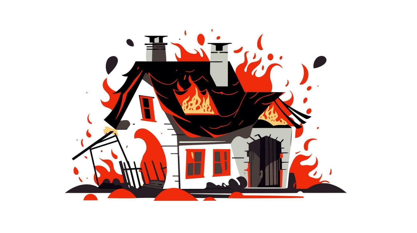 drammatico fiammata esplorando il intenso Immagine di un' Casa su fuoco nel il bandiera vettore