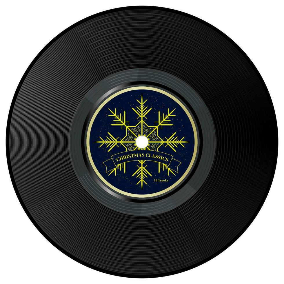 Natale classici vinile disco con giallo oro fiocco di neve, natale vinile isolato su bianca sfondo. vettore illustrazione. eps 10.