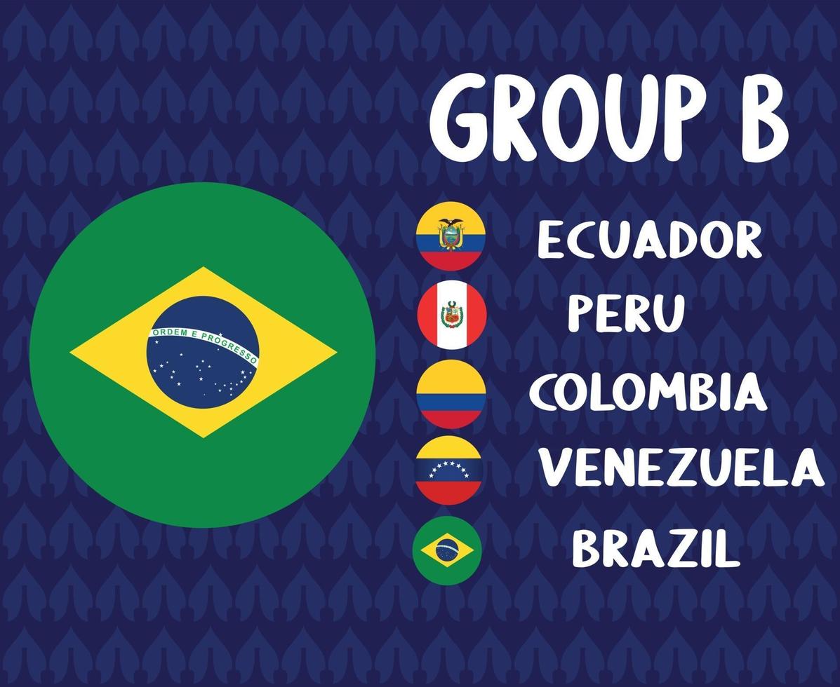 america latine football 2020 teams.group b brasil flag.america latine soccer final vettore