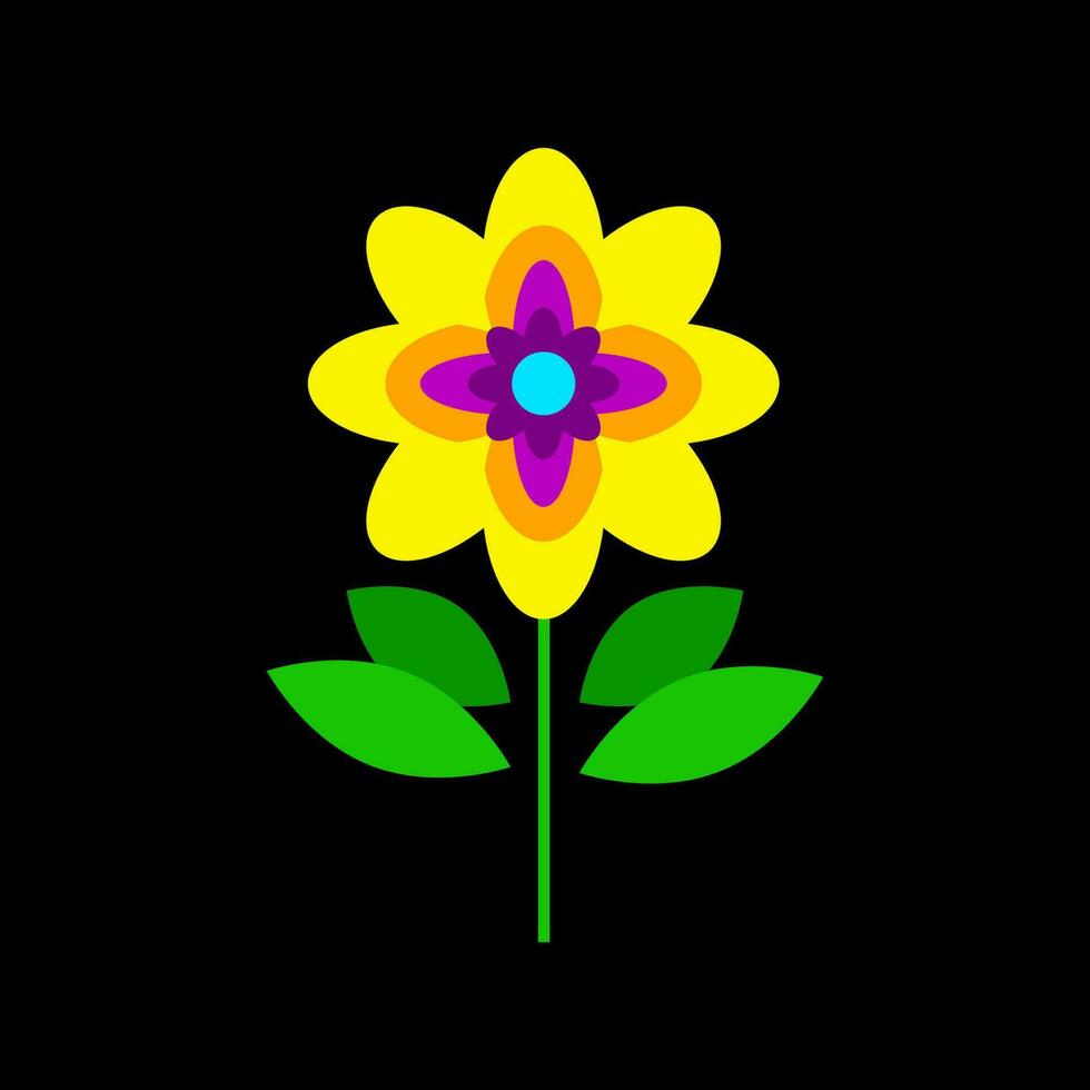 luminosa giallo fiore messicano ricamo su un' nero sfondo vettore
