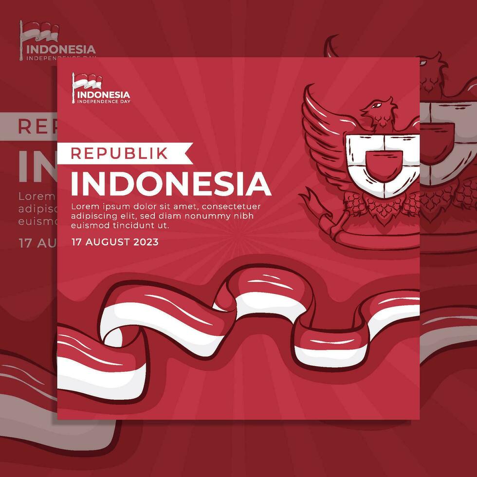 modello di banner per volantino social media festa dell'indipendenza dell'indonesia vettore