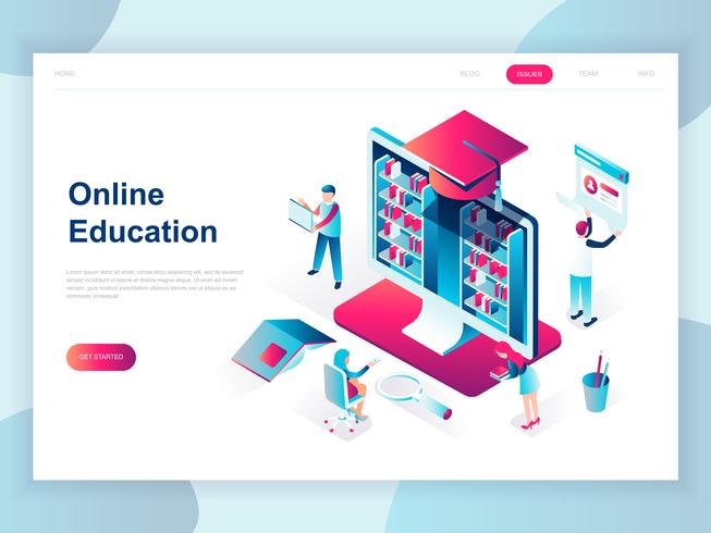 Banner Web di moderna educazione online vettore