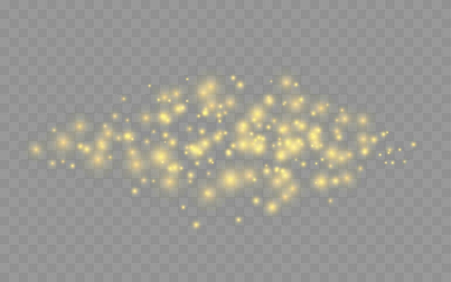 d'oro polvere di stelle luce. Natale raggiante polvere, giallo scintille luccichio speciale leggero effetto. scintillante polvere particelle vettore