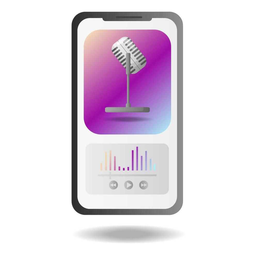 podcasting, in linea Radio o colloquio concetto. in linea Podcast emittente vettore concetto illustrazione. Podcast vettore illustrazione nel piatto cartone animato stile. smartphone con cuffie streaming podcast.