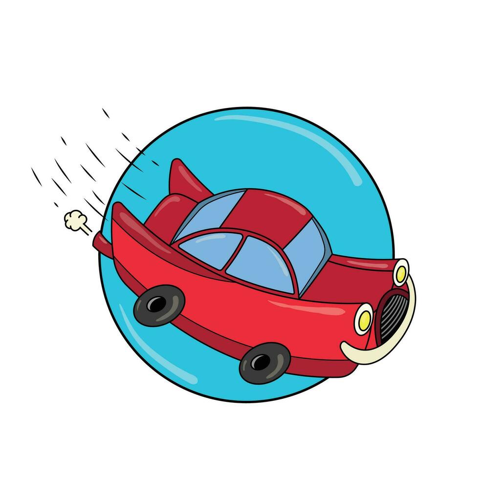 rosso cartone animato auto illustrazione con sfondo vettore