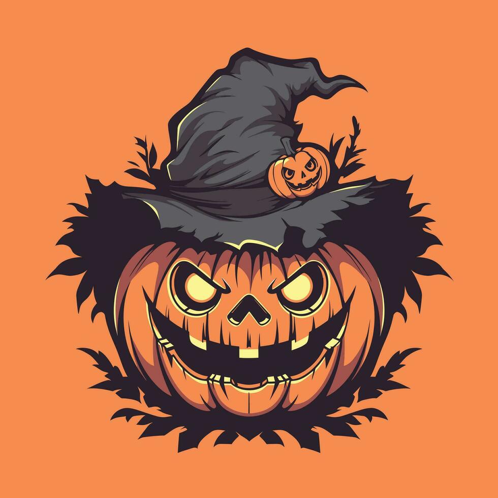 zucca Halloween portafortuna logo per sport. Halloween maglietta design. Halloween logo. Halloween etichetta vettore