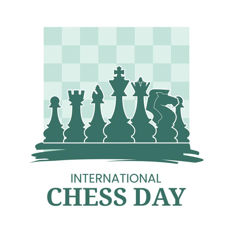 vettore grafico di internazionale scacchi giorno luglio 20 con carta geografica e scacchi pioni