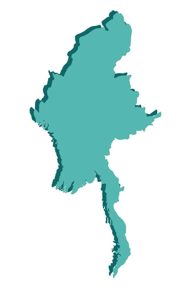 Myanmar carta geografica 3d colore carta geografica. vettore