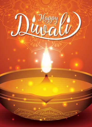 Volantino festival Diwali e poster sfondo vettore