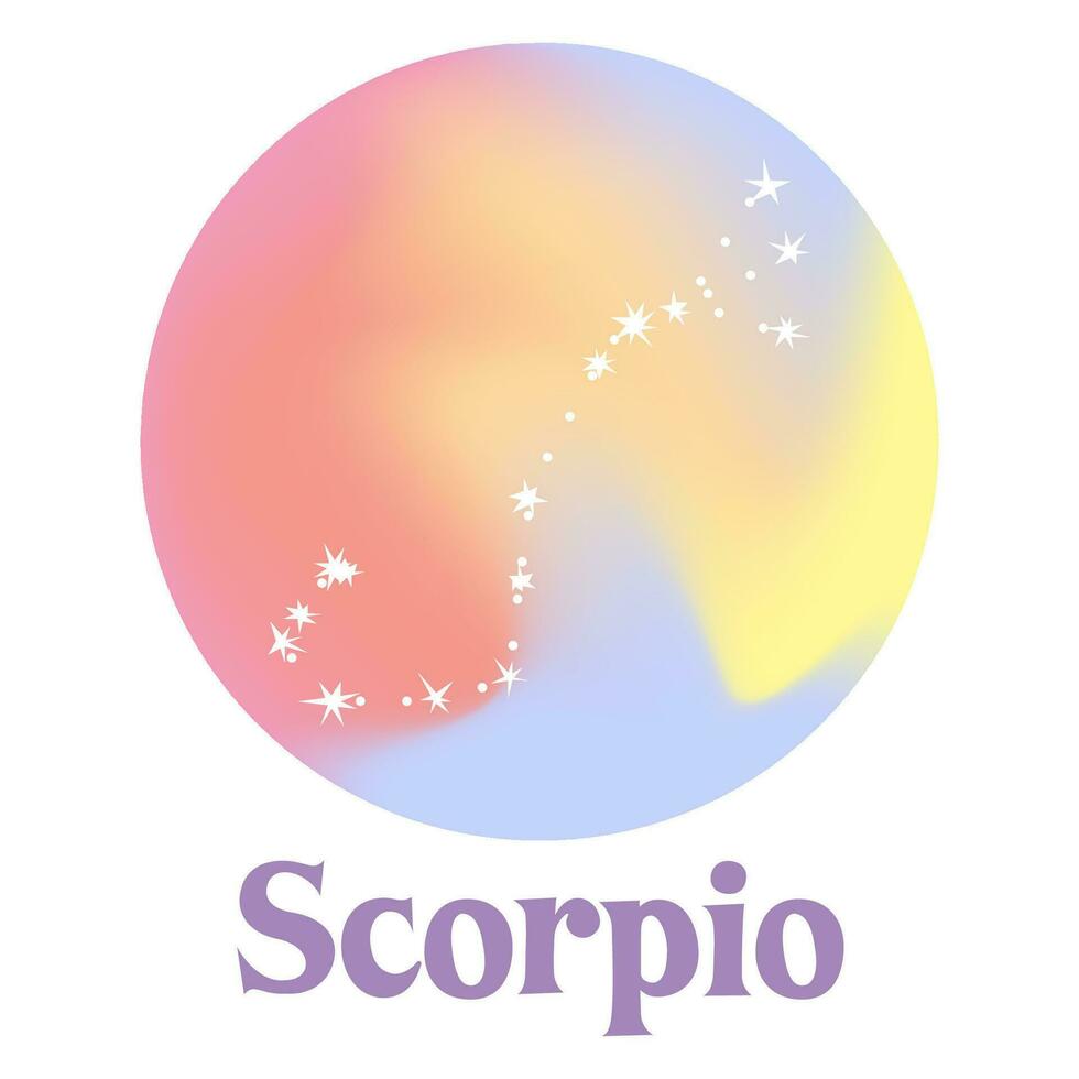 impostato di zodiaco segni su un' olografico pendenza sfondo. astrologico oroscopo. costellazione scorpione. azione vettore illustrazione