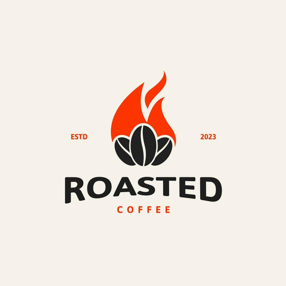 fagiolo caffè con fuoco logo design concetto vettore illustrazione simbolo icona