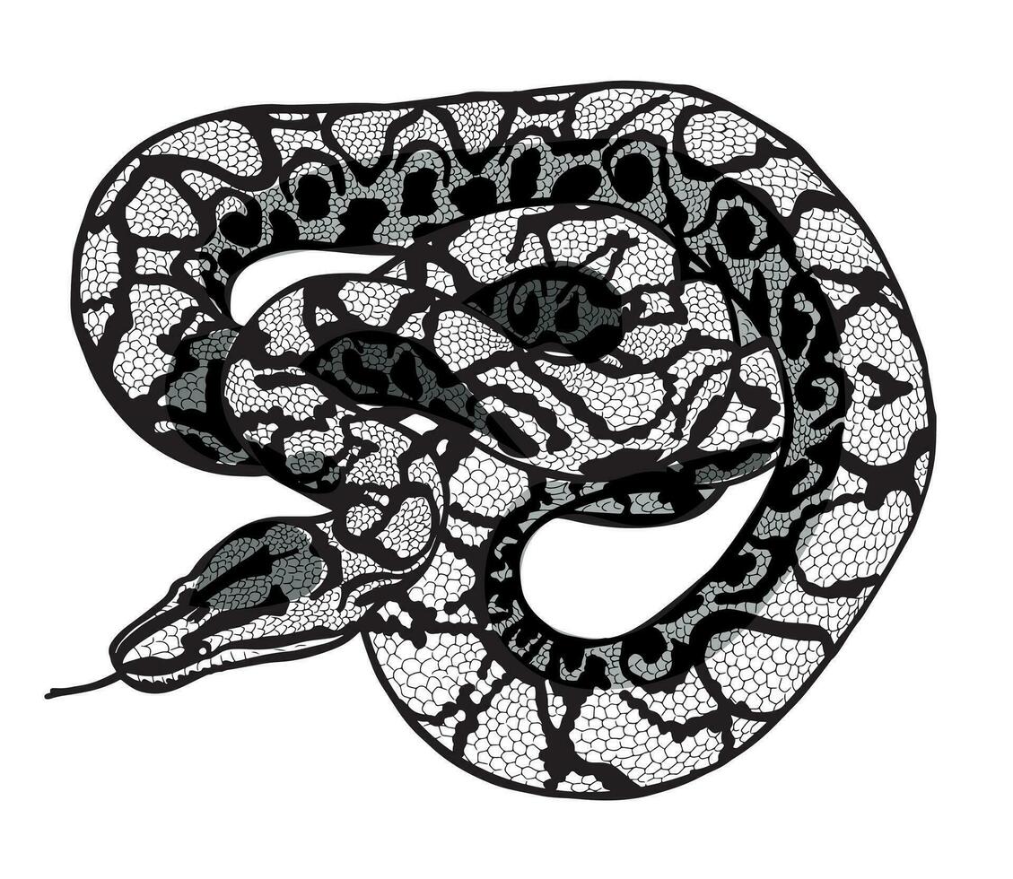 serpente. tradizionale nero punto stile inchiostro. isolato vettore illustrazione. serpente silhouette illustrazione. nero serpente.