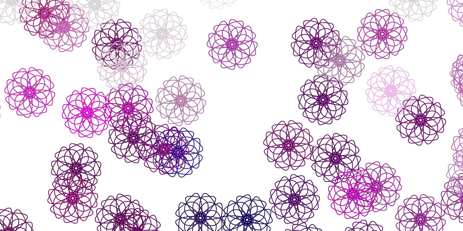 motivo doodle vettoriale rosa chiaro con fiori