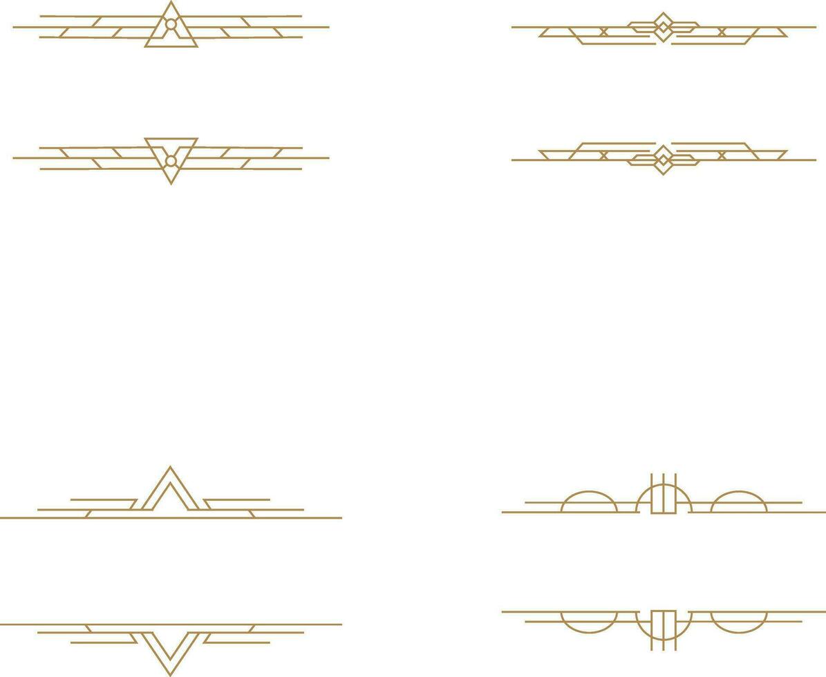 retrò etichetta arte deco, vettore geometrico d'oro modello, arte deco angoli per frontiere e cornici. vettore illustrazione