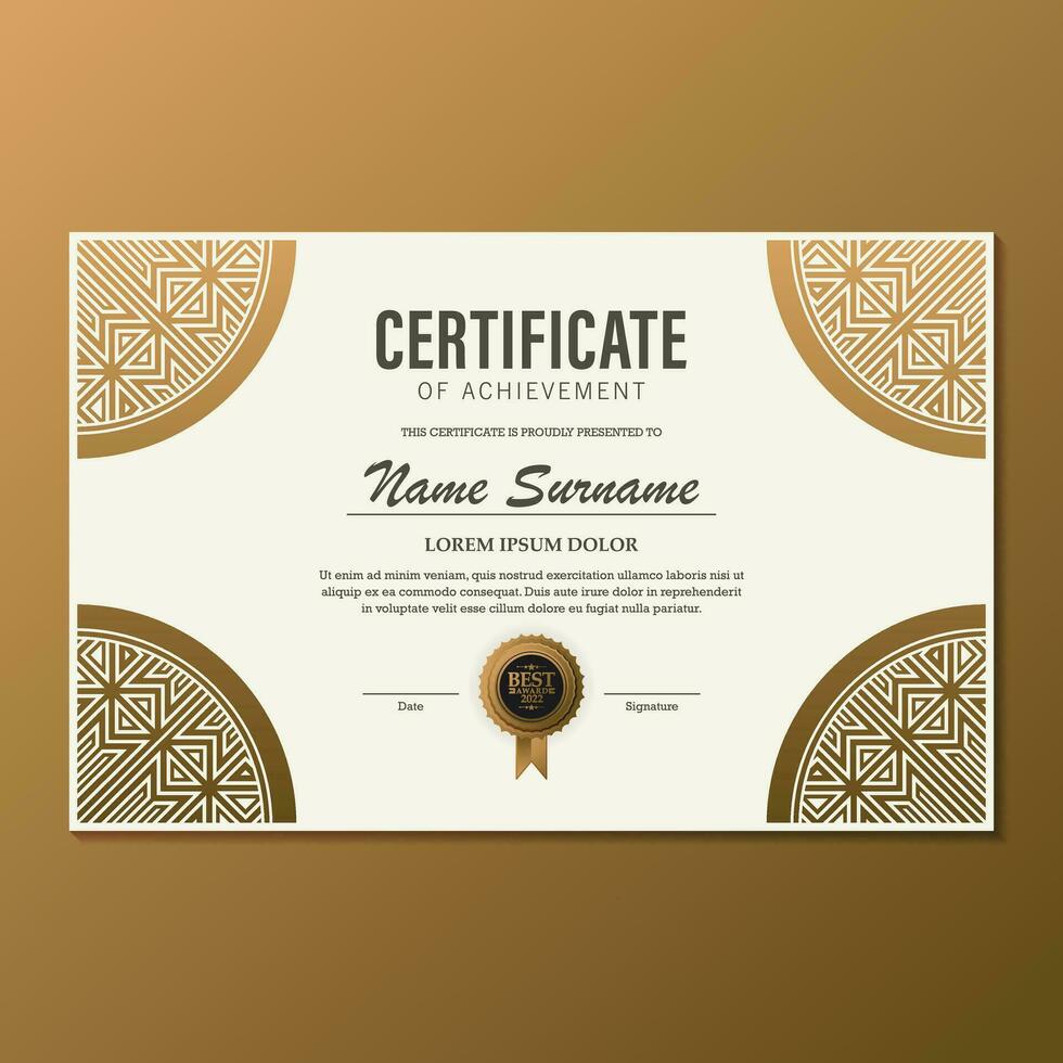 certificato di realizzazione modello con bordo oro vintage - vettore