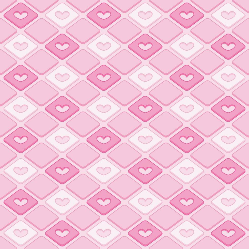 senza soluzione di continuità geometrico modello dolce rosa calcestruzzo bloccare, cuore forma, carino cartone animato sfondo. vettore