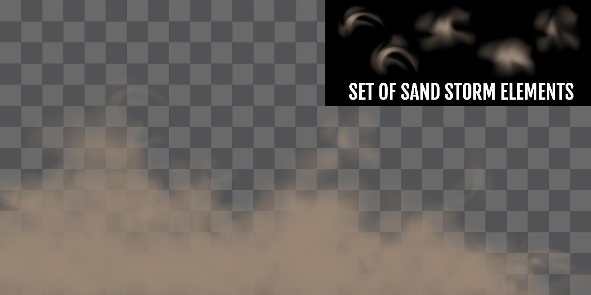 set di elementi realistici tempesta di sabbia tempesta di sabbia o polvere vettore