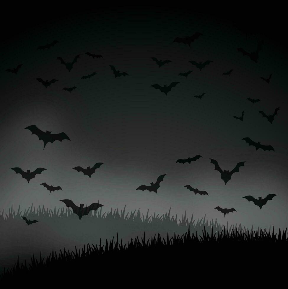 sfondo di notte di halloween con pipistrello e luna piena vettore